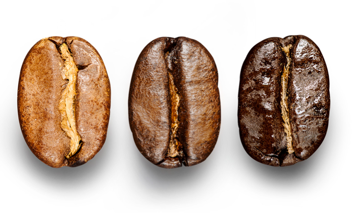 Different roasts of coffee